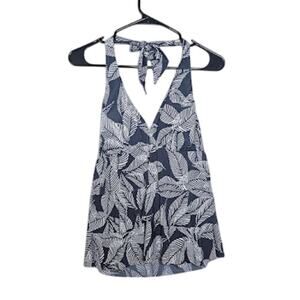 NWT Dreamsuit by miracle suit Gray & White Ruffle Tier Halter Swim Top – Size 10